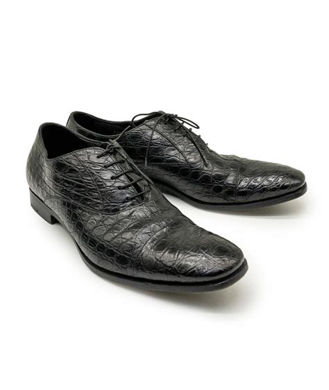 Prada Crocodile Lace Up 50mm Loafers 39 Black 